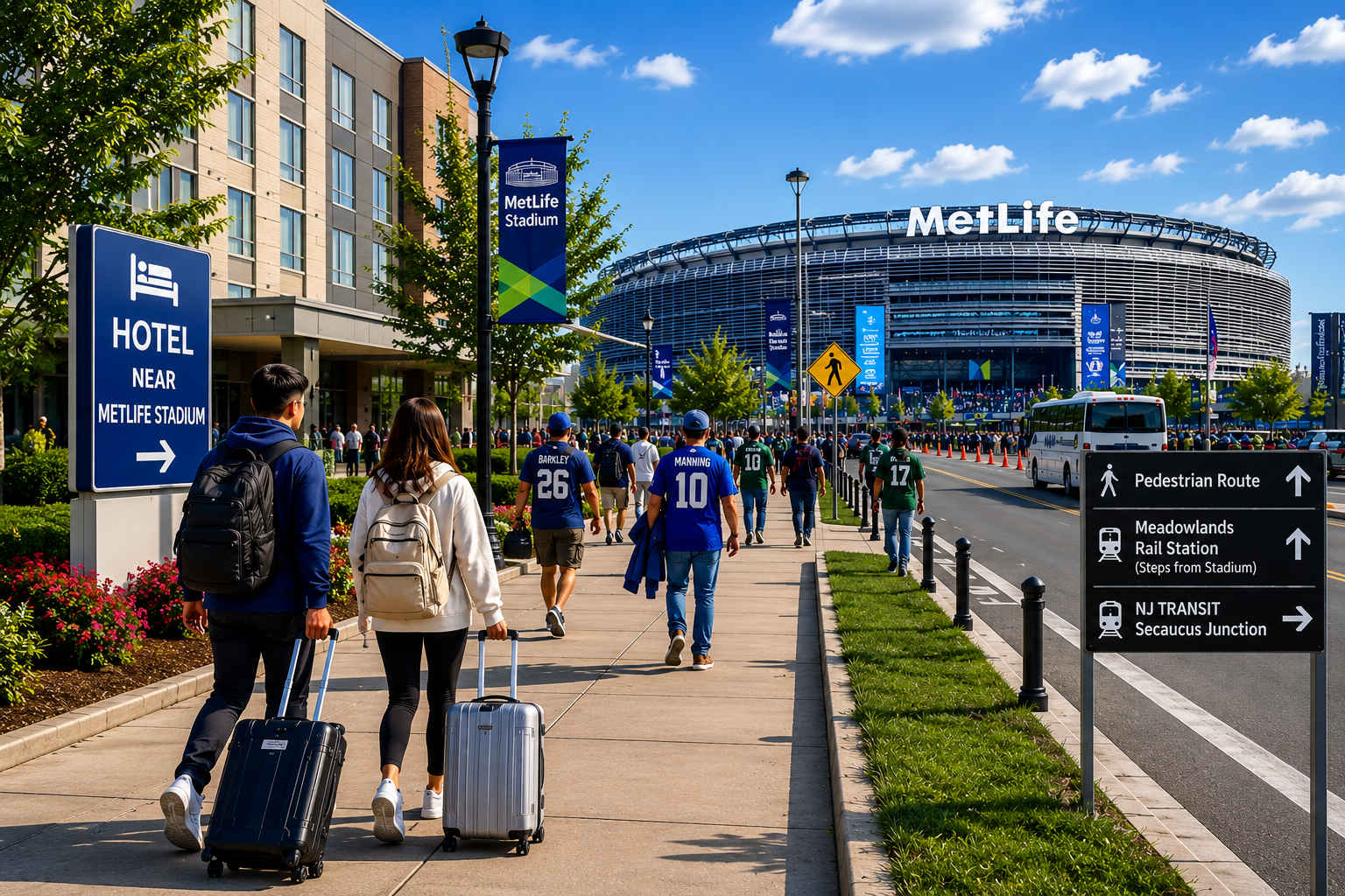 Walking route to MetLife Stadium from nearby hotels